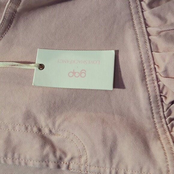 GAP x LoveShackFancy Pink Ruffled Jean Mini Skirt  SZ 12 NWT - Picture 8 of 10